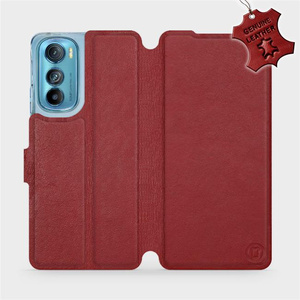 Phone Case Motorola Edge 30 5G - Design Dark Red Leather