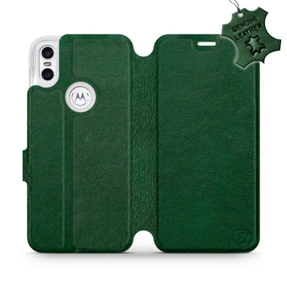 Phone Case Motorola One - Design Green Leather