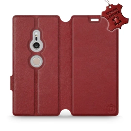 Phone Case Sony Xperia XZ2 - Design Dark Red Leather