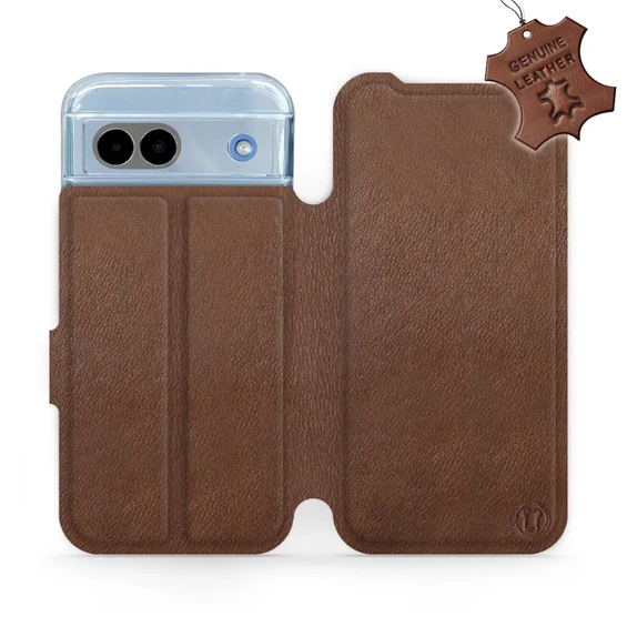 Etui ze skóry naturalnej do Google Pixel 8A - wzór Brown Leather