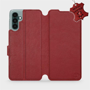 Phone Case Samsung Galaxy A04S - Design Dark Red Leather