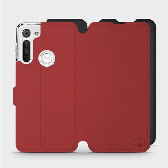 Hülle für Motorola Moto G8 - Farbe Dunkelrot mit Schwarz