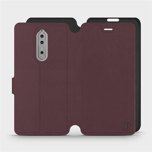 Hülle für Nokia 8 - Farbe Burgund mit Schwarz