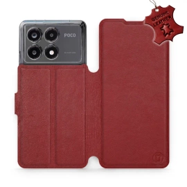 Phone Case Xiaomi POCO X6 Pro - Design Dark Red Leather