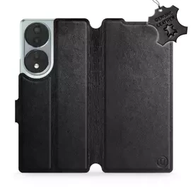 Etui ze skóry naturalnej do Huawei Honor 70 - wzór Black Leather