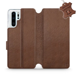 Etui ze skóry naturalnej do Huawei P30 Pro - wzór Brown Leather