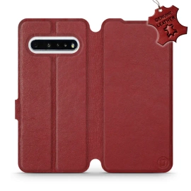 Phone Case LG V60 ThinQ 5G - Design Dark Red Leather