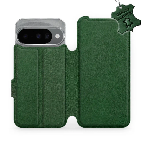 Etui ze skóry naturalnej do Google Pixel 10 - wzór Green Leather