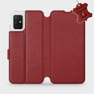Phone Case Samsung Galaxy A51 5G - Design Dark Red Leather