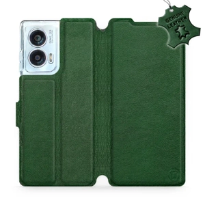 Etui ze skóry naturalnej do Motorola Edge 50 Fusion - wzór Green Leather