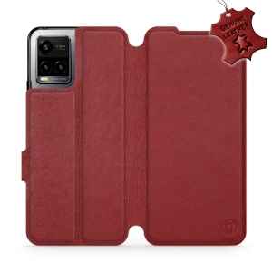 Etui ze skóry naturalnej do Vivo Y33S - wzór Dark Red Leather