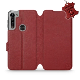 Phone Case Motorola Moto G8 Power - Design Dark Red Leather