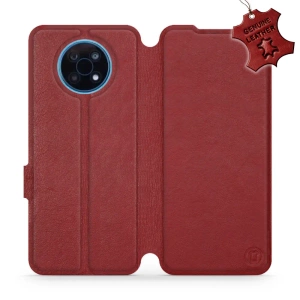 Etui ze skóry naturalnej do Nokia G50 5G - wzór Dark Red Leather