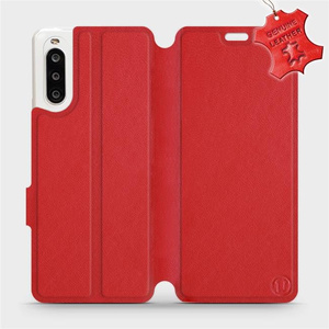 Etui ze skóry naturalnej do Sony Xperia 10 II - wzór Red Leather