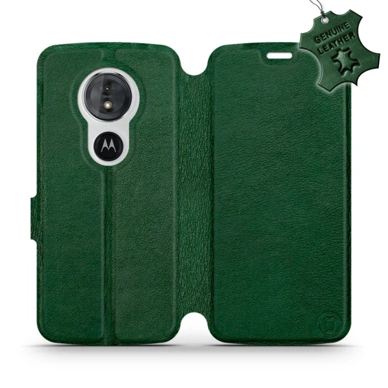 Etui ze skóry naturalnej do Motorola Moto G6 Play - wzór Green Leather