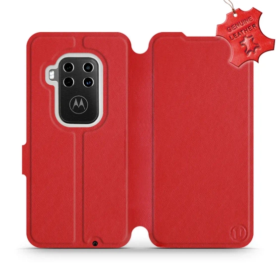 Phone Case Motorola One Zoom - Design Red Leather
