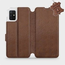 Etui ze skóry naturalnej do Samsung Galaxy A51 - wzór Brown Leather