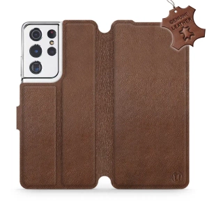 Phone Case Samsung Galaxy S21 Ultra - Design Brown Leather