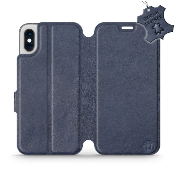 Hülle für Apple iPhone X - Farbe Blue Leather