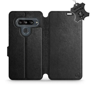 Etui ze skóry naturalnej do LG G8s ThinQ - wzór Black Leather