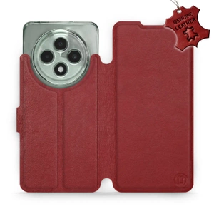 Etui ze skóry naturalnej do OPPO Reno12 FS 5G - wzór Dark Red Leather