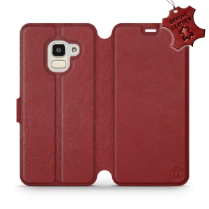 Phone Case Samsung Galaxy J6 2018 - Design Dark Red Leather