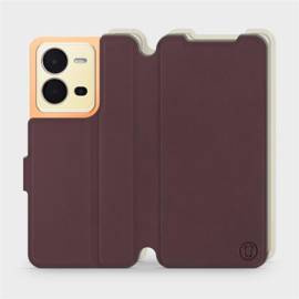 Etui Soft Touch do Vivo X80 Lite - wzór Matowy burgund z platyną