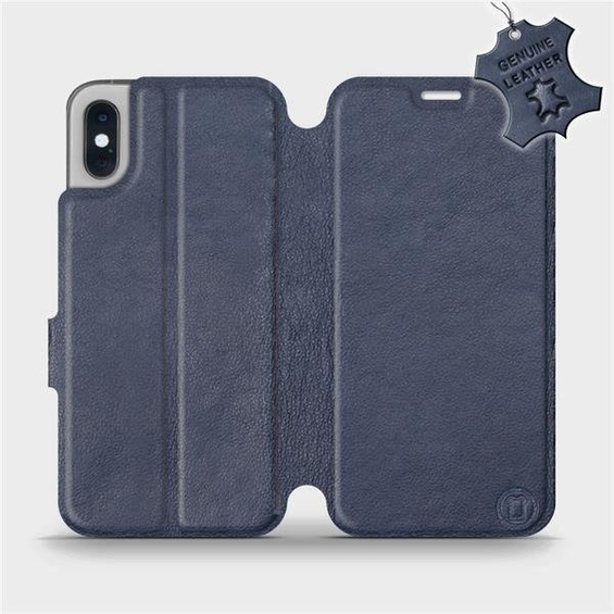 Etui ze skóry naturalnej do Apple iPhone XS - wzór Blue Leather