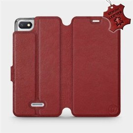 Phone Case Xiaomi Redmi 6A - Design Dark Red Leather