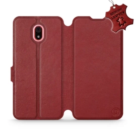 Phone Case Xiaomi Redmi 8A - Design Dark Red Leather