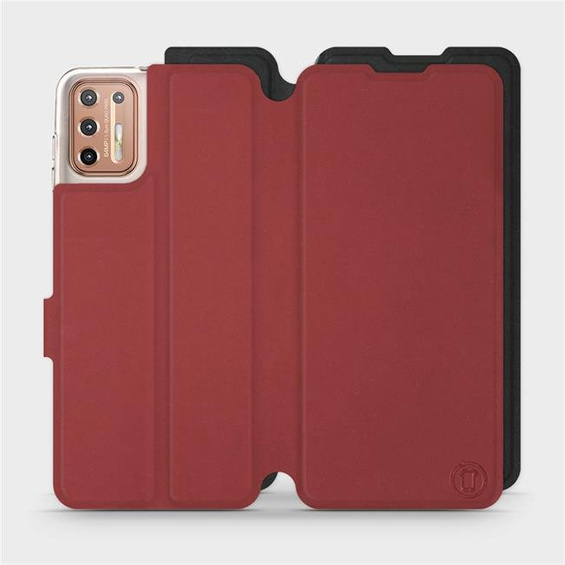 Hülle für Motorola Moto G9 Plus - Farbe Dunkelrot mit Schwarz