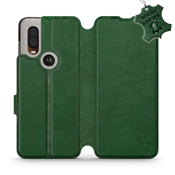 Hülle für Motorola One Vision - Farbe Green Leather
