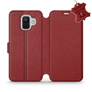 Phone Case Samsung Galaxy A6 2018 - Design Dark Red Leather