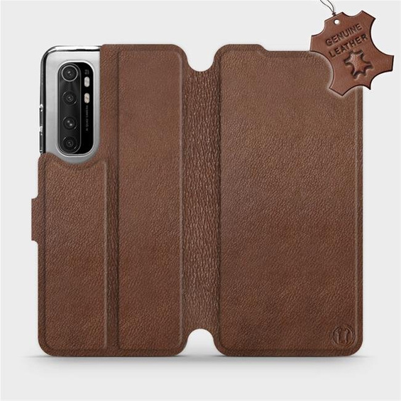 Etui ze skóry naturalnej do Xiaomi Mi Note 10 Lite - wzór Brown Leather
