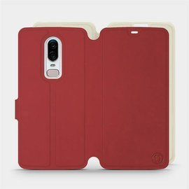 Phone Case OnePlus 6 A6000 - Design Dark Red with Platinum