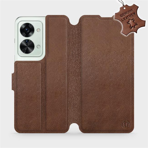 Etui ze skóry naturalnej do OnePlus Nord 2T 5G - wzór Brown Leather