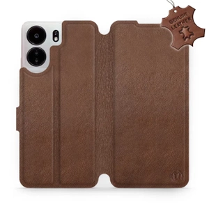 Etui ze skóry naturalnej do Xiaomi POCO C65 - wzór Brown Leather