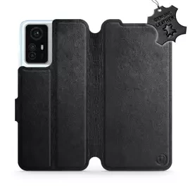 Etui ze skóry naturalnej do Xiaomi Redmi Note 12S - wzór Black Leather
