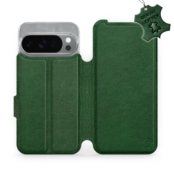 Etui ze skóry naturalnej do Google Pixel 10 Pro - wzór Green Leather