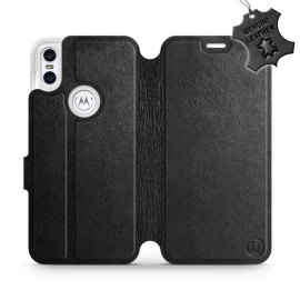 Phone Case Motorola One - Design Black Leather