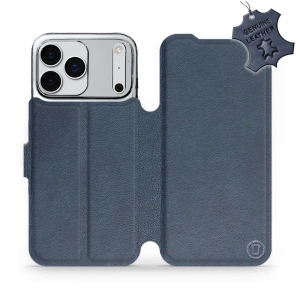 Etui ze skóry naturalnej do Apple iPhone 17 Pro Max - wzór Blue Leather