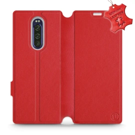 Etui ze skóry naturalnej do Sony Xperia 1 - wzór Red Leather