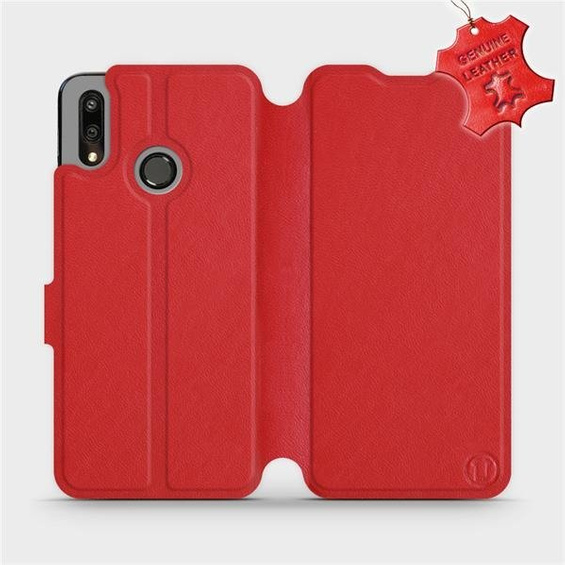 Etui ze skóry naturalnej do Huawei P Smart 2019 - wzór Red Leather