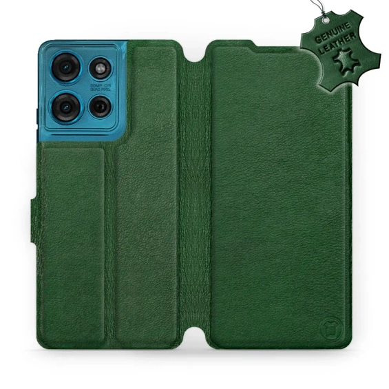 Etui ze skóry naturalnej do Motorola Moto G75 5G - wzór Green Leather
