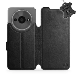 Etui ze skóry naturalnej do Xiaomi Redmi A3 - wzór Black Leather