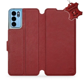 Phone Case OPPO Reno 6 5G - Design Dark Red Leather
