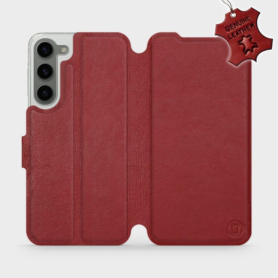 Phone Case Samsung Galaxy S23 Plus - Design Dark Red Leather
