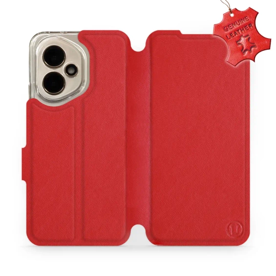Etui ze skóry naturalnej do Huawei Honor 400 - wzór Red Leather