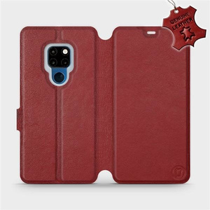 Phone Case Huawei Mate 20 - Design Dark Red Leather