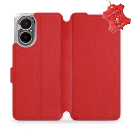 Etui ze skóry naturalnej do Realme C67 4G - wzór Red Leather